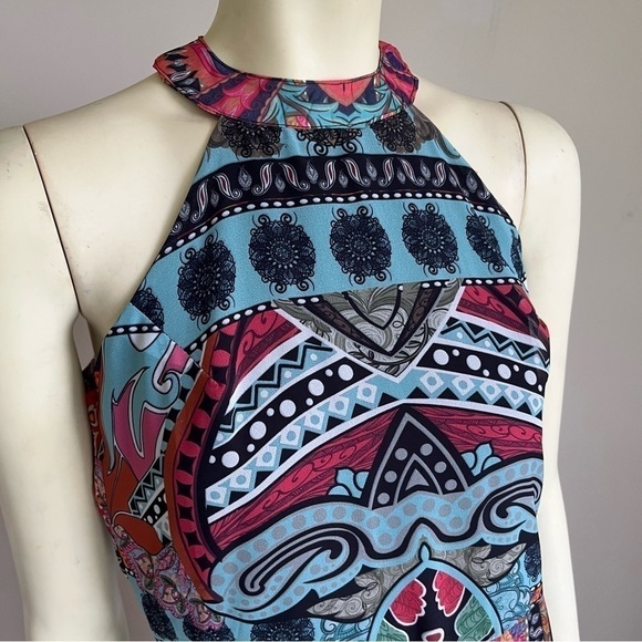 Nwt Sobe Boutique Women’s Halter Sleeveless Boho Maxi Dress Multi Color M - Picture 10 of 16